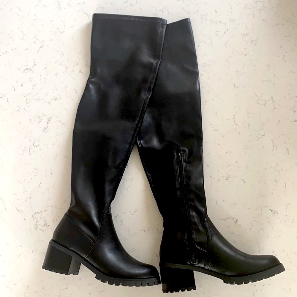 BRAND NEW Vegan Leather Over Knee Boots